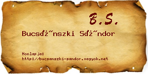 Bucsánszki Sándor névjegykártya