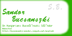 sandor bucsanszki business card